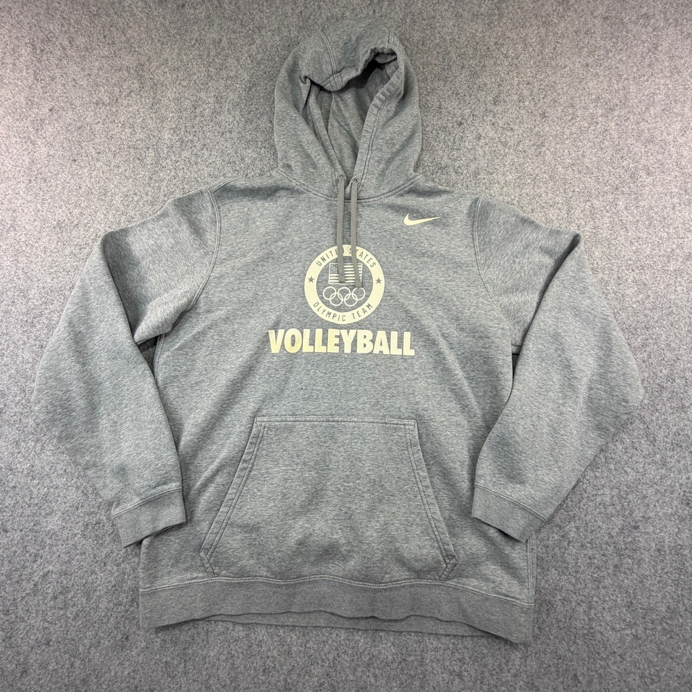 Nike USA Olympic Team Volleyball Hoodie Gray Fleece Sweatshirt Womens Large